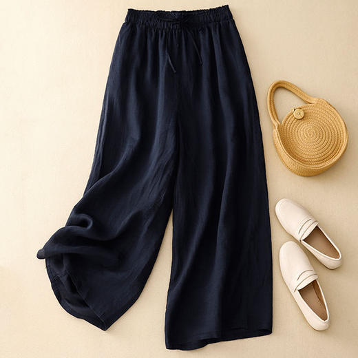 九分棉麻阔腿裤女亚麻夏薄款直筒裤大码胖mm显瘦K-B161M1383 商品图1