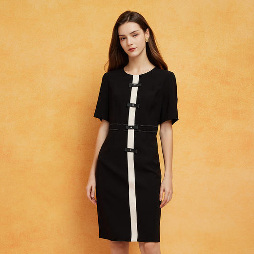 PF8H9斯尔丽2024新款商场同款小香风立体蝴蝶结装饰通勤OL职业装连衣裙 商品图2