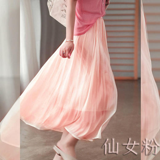 【新款半身裙女薄款】百褶双层丝光蓬蓬裙 清新网纱韩版清新褶皱仙女裙  商品图8