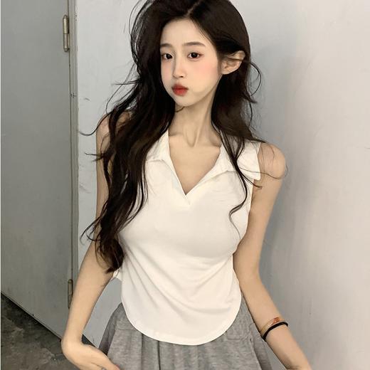 【好看爱穿！纯棉polo领无袖背心】宽松显瘦，洋气减龄，夏季女装休闲打底纯棉polo领无袖背心t恤女上衣潮 商品图1