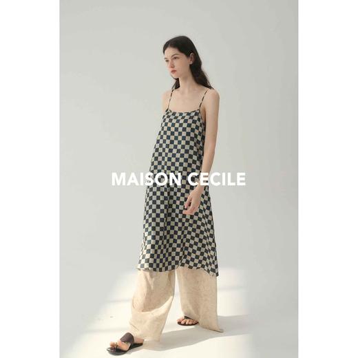 MAISON CECILE复古红/复古绿棋盘格桑蚕丝吊带连衣裙 商品图2