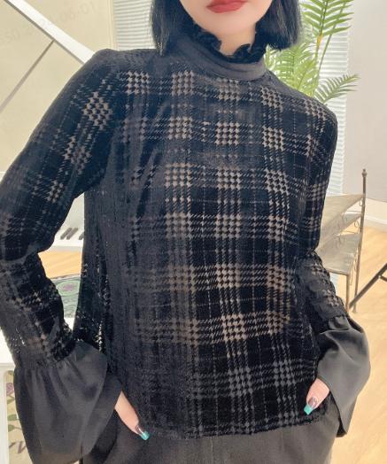 S1 臣禾拼接喇叭长袖上衣K201056600 商品图1