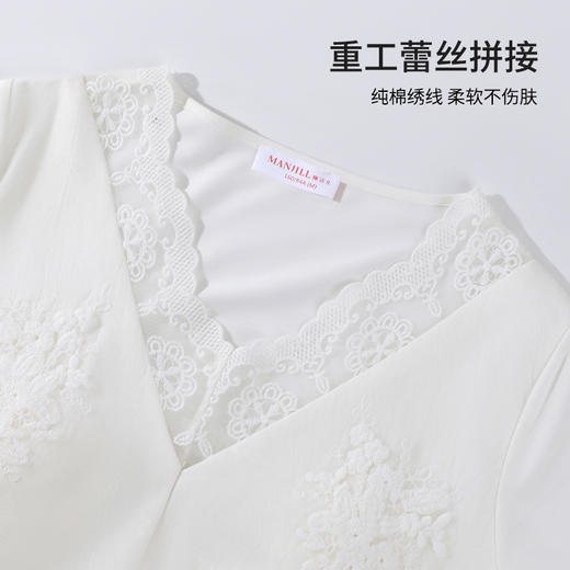 【商场同款】熳洁儿 女士家居服睡裙棉莱卡短袖连衣裙V领甜美公主风24203232 商品图3