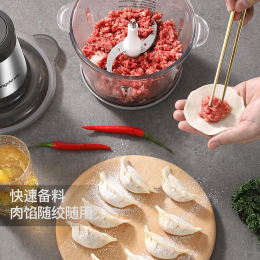 【小家电】龙的longde绞肉机 家用绞馅机 绞肉绞菜酱料辅食都可以使用 双档电动多功能料理搅拌打肉饺子肉馅蒜蓉机 LD-KM206 HF 商品图5