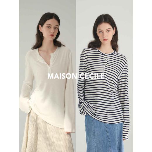 MAISON CECILE三色/纽扣夏日舒适肌理感亚麻长袖 商品图1