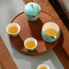 永丰源夫人瓷西湖蓝6头旅行茶具 露营茶具快客杯便携式茶具礼盒装