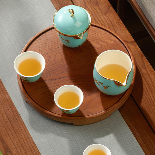 永丰源夫人瓷西湖蓝6头旅行茶具 露营茶具快客杯便携式茶具礼盒装 商品图0