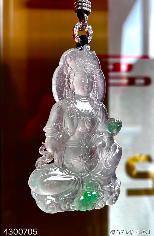 玻璃种飘翠菩萨吊坠【4300705】具体价格微信咨询 商品图3