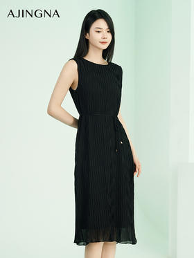【商场同款】阿菁娜2024夏季新款无袖圆领显瘦连衣裙A30X112096