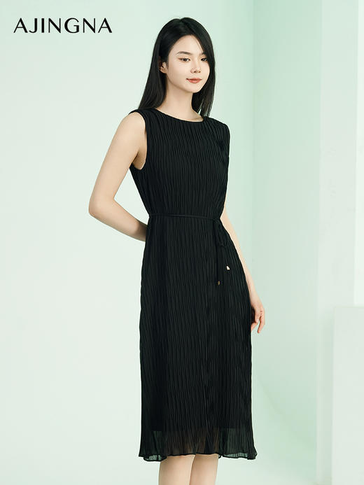 【商场同款】阿菁娜夏季新款无袖圆领显瘦连衣裙A30X112096 商品图0