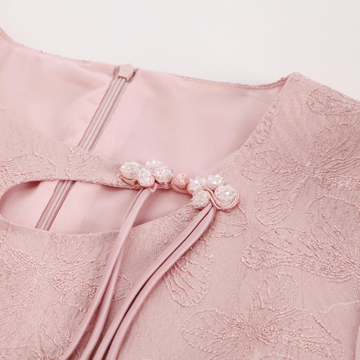 PF8K1斯尔丽2024新款轻国风流苏盘扣时尚减龄提花圆领连衣裙 商品图5