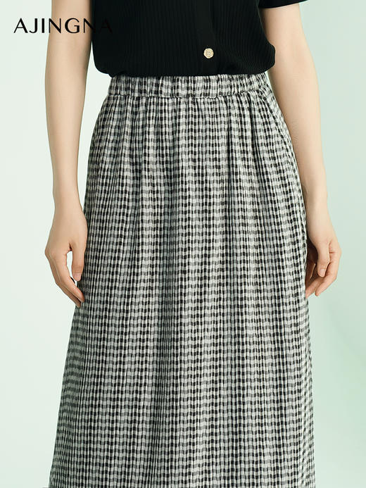 【商场同款】阿菁娜2024夏季新款简约压褶A子半裙A30X113025 商品图2