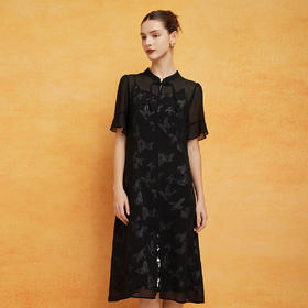 PF8J3斯尔丽2024新款改良版宽松飘逸雪纺薄透配印花内搭两件套连衣裙