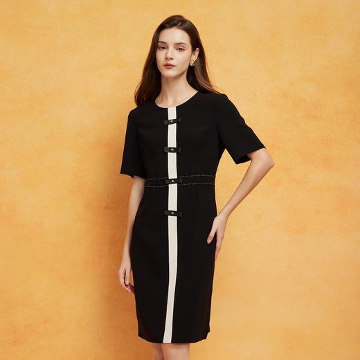 PF8H9斯尔丽2024新款商场同款小香风立体蝴蝶结装饰通勤OL职业装连衣裙 商品图0