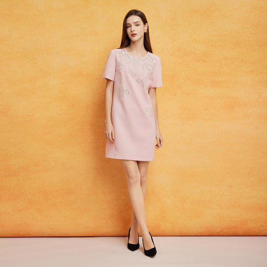 PF8B8斯尔丽2024新款法式浪漫复古绣花钉珠H型显瘦时尚减龄小香连衣裙 商品图3