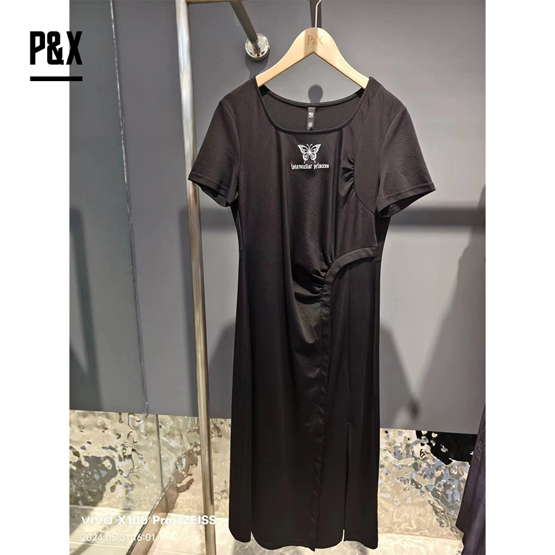 P&X设计师女装夏季 针织连衣长裙  824208266B 黑色