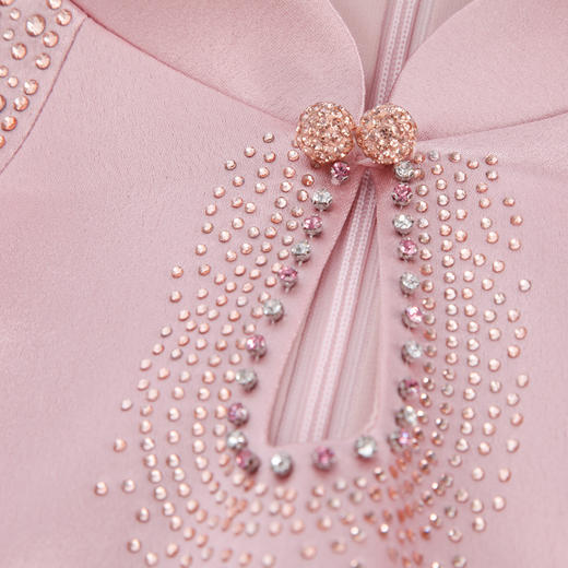 PF8L3斯尔丽2024新款高级感醋酸重工烫钻拼接宴会改良旗袍短袖连衣裙 商品图4