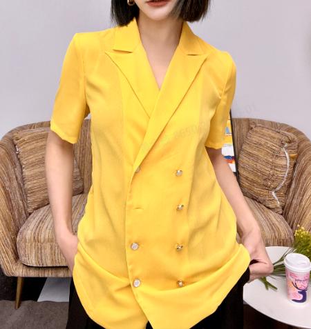 臣禾明媚黄 双排扣短袖西装 9202051976 商品图1