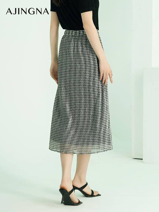 【商场同款】阿菁娜2024夏季新款简约压褶A子半裙A30X113025 商品图1