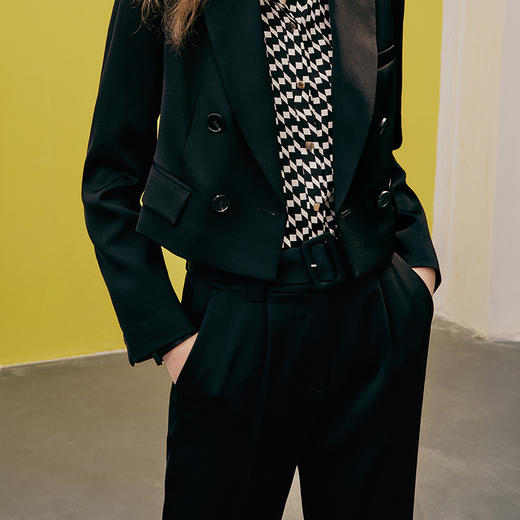 EITIE爱特爱春季新款高腰纯色显瘦通勤百搭干练裤子7305001 商品图4