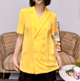 臣禾明媚黄 双排扣短袖西装 9202051976