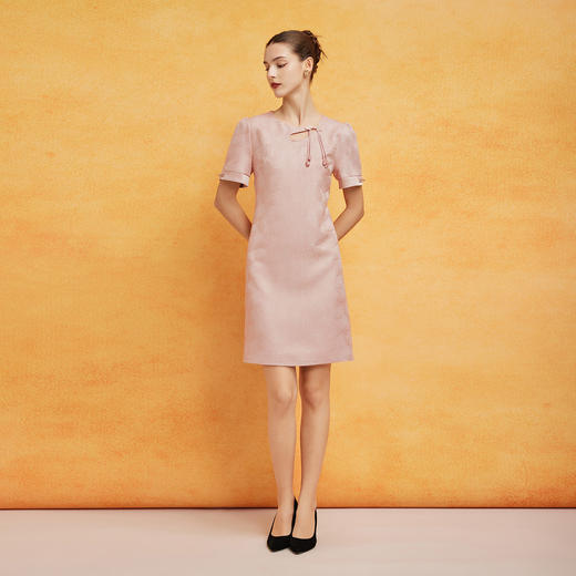 PF8K1斯尔丽2024新款轻国风流苏盘扣时尚减龄提花圆领连衣裙 商品图3