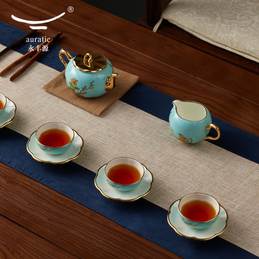 永丰源夫人瓷西湖蓝12头茶具茶具陶瓷杯简约杯子家用 商品图3