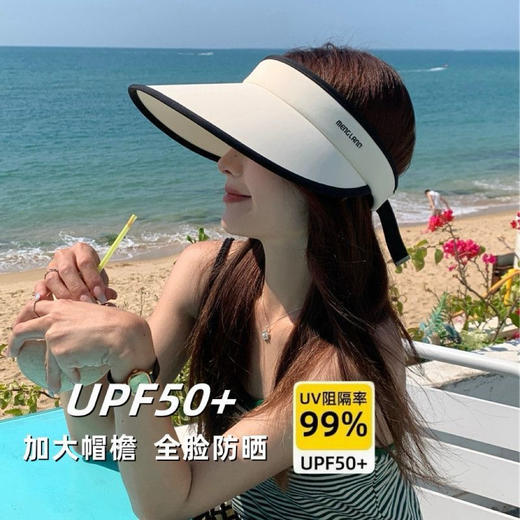 「19.9包邮！大帽檐全脸防晒」UPF50+空顶防晒帽 冰丝可折叠防晒遮阳帽 女夏季防紫外线太阳帽沙滩空顶帽新款UPF50+配饰 商品图3