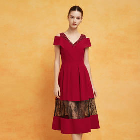 PF8J8斯尔丽2024新款名媛淑女气质礼服露肩修身长款礼服宴会连衣裙