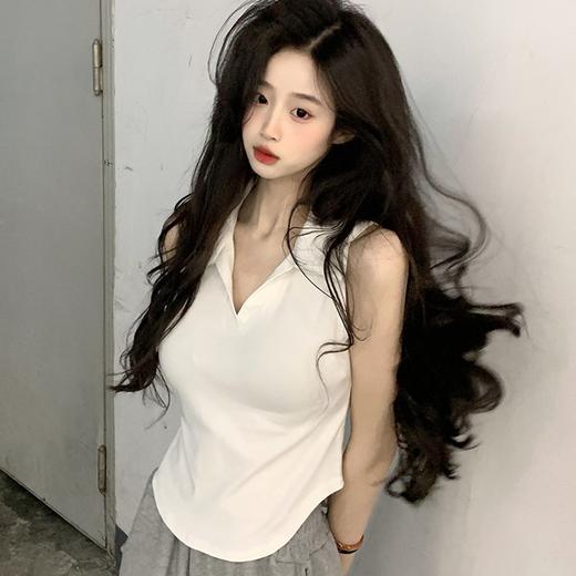 【好看爱穿！纯棉polo领无袖背心】宽松显瘦，洋气减龄，夏季女装休闲打底纯棉polo领无袖背心t恤女上衣潮 商品图0
