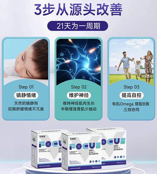 ²【小象儿童OMGEA-3复合镁营养包】100mg镁+500mgOmega-3+维生素B1 B6 B12+情绪专利菌500亿 2g*30包/盒 HM02-CRMM-YS【小象店庆专场】 商品图5