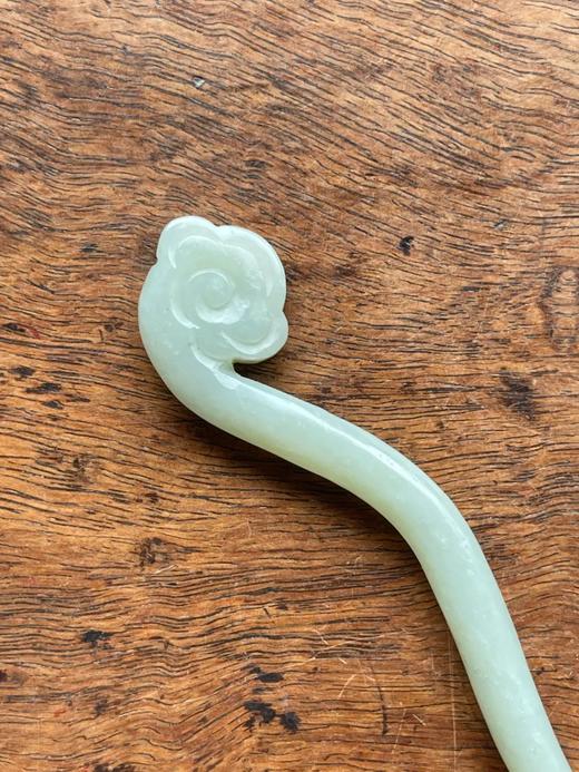 白玉雕如意云头波浪形发簪，顺丰包邮 商品图3