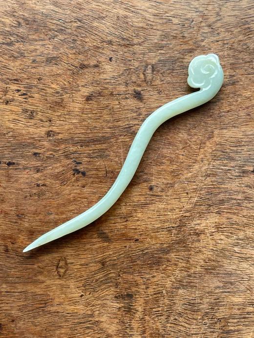 白玉雕如意云头波浪形发簪，顺丰包邮 商品图0