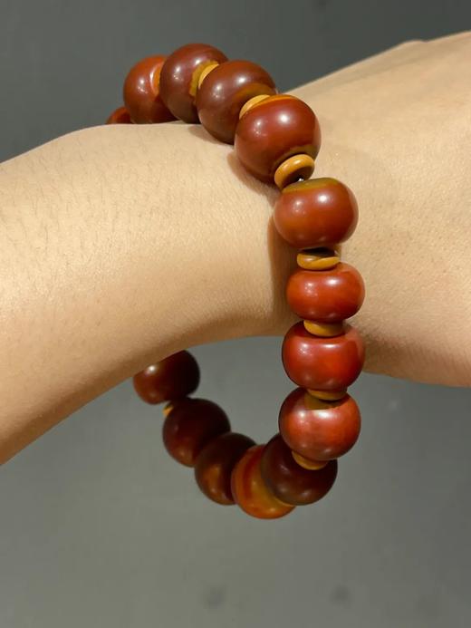 战国红双色玛瑙鼓珠手链，顺丰包邮 商品图2