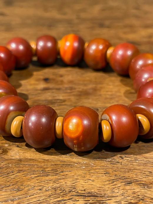 战国红双色玛瑙鼓珠手链，顺丰包邮 商品图5