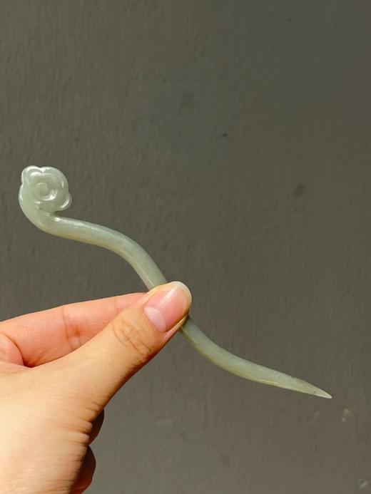 白玉雕如意云头波浪形发簪，顺丰包邮 商品图8