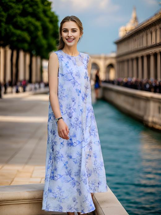 圆领落差摆无袖连衣裙 商品图2