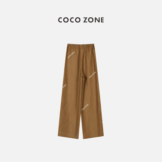 COCO ZONE 夏日纯色通勤风休闲阔腿长裤松紧腰系绳 23C18941 商品图1