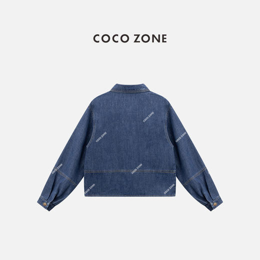 COCO ZONE "吉娅”时尚翻领单排扣牛仔衬衫百搭长袖上衣CC1B1312 商品图1