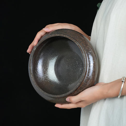 铁结晶金属釉水洗家用茶洗大号水盂笔洗茶杯碗复古风建水陶瓷功夫茶具配件果盆 商品图3