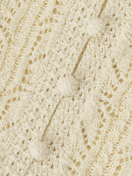 COCO ZONE "钩花美学” 时尚设计感镂空V领单排扣短袖针织衫CC1B1243 商品图5