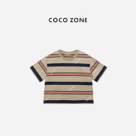 COCO ZONE "法兰西”夏季设计感条纹短袖T恤休闲圆领上衣CC2B1109