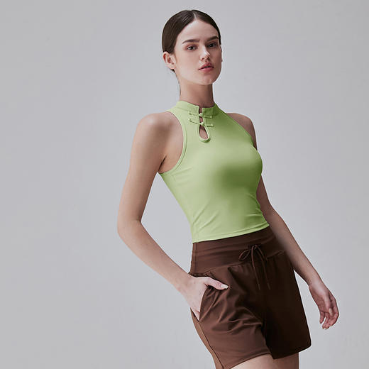 跃牌【瑜见伽人系列】中国风立领盘扣中强度聚拢一体式运动背心健身瑜伽服新中式女YB8126 商品图7