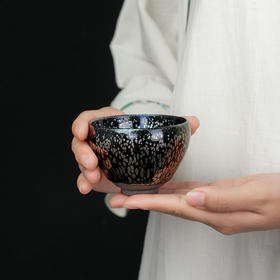 周水平油滴盏敛口禅定杯建盏粗陶窑变茶盏斗笠杯手工陶瓷主人杯单杯茶碗