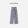 COCO ZONE 蓝色格子休闲库修身款撞色收褶女长裤 23C18767 商品缩略图1