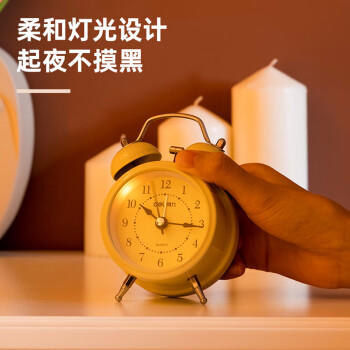 得力（deli）计时器迷你夜灯闹钟家庭卧室床头钟儿童学生专用起床神器开学必备黄色9024开学开学季新年礼物 商品图1
