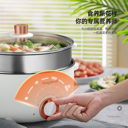 【小家电】龙的（longde） 电热锅电煮锅 涮煎炖蒸煮多功能锅家用电炒锅电煎锅电火锅宿舍小锅学生煮面泡面锅 LD-HG413G HD 商品图6