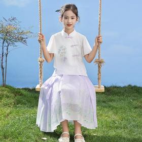 中国风女童汉服套装夏季大童唐装儿童古装女孩夏装2024新款马面裙