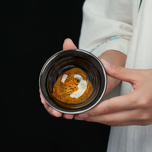 【特价】龙泉木叶盏黑釉茶盏手工陶瓷主人杯单杯小茶碗树叶盏 商品图0