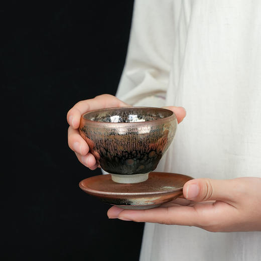 吴俭平油滴盏敛口杯建盏粗陶窑变茶盏手工陶瓷主人杯单杯茶碗 商品图4